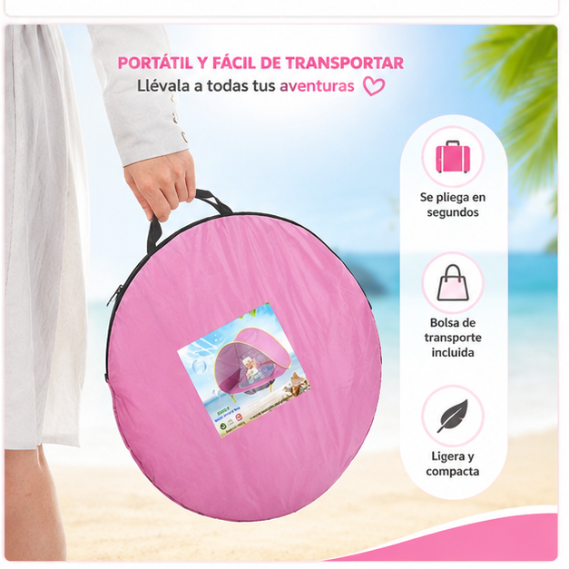 Sombra protectora para bebés en la playa